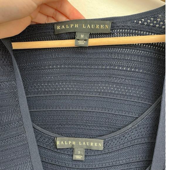 Ralph Lauren Black Label Textured Knit Fit and Flare Dress Cardigan Set Navy S/M - Picture 11 of 15